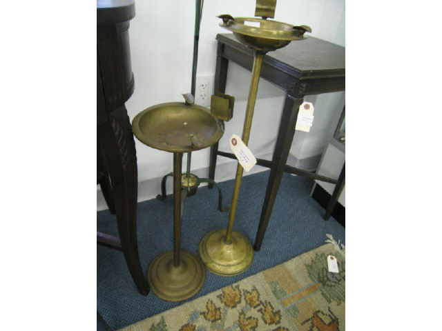 Appraisal: Brass Smoking Stands deco era Tiffany style one adjustable