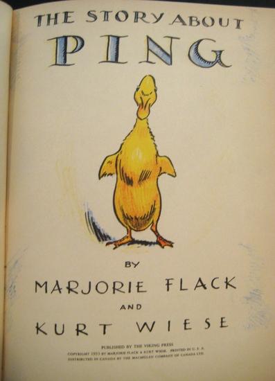 Appraisal: FLACK Marjorie and Kurt WIESE illustrator The Story of Ping