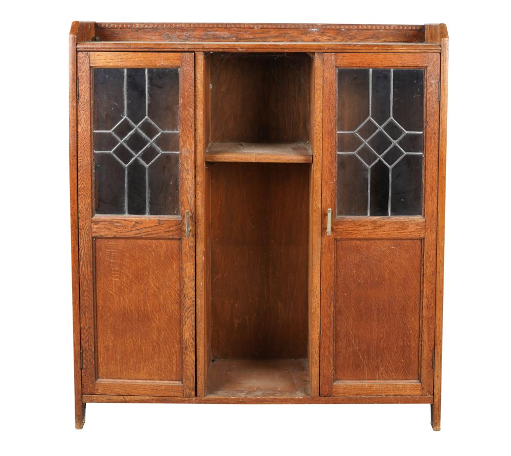 Appraisal: GLAZED OAK BOOKCASECondition missing shelves inside with heavy wear to