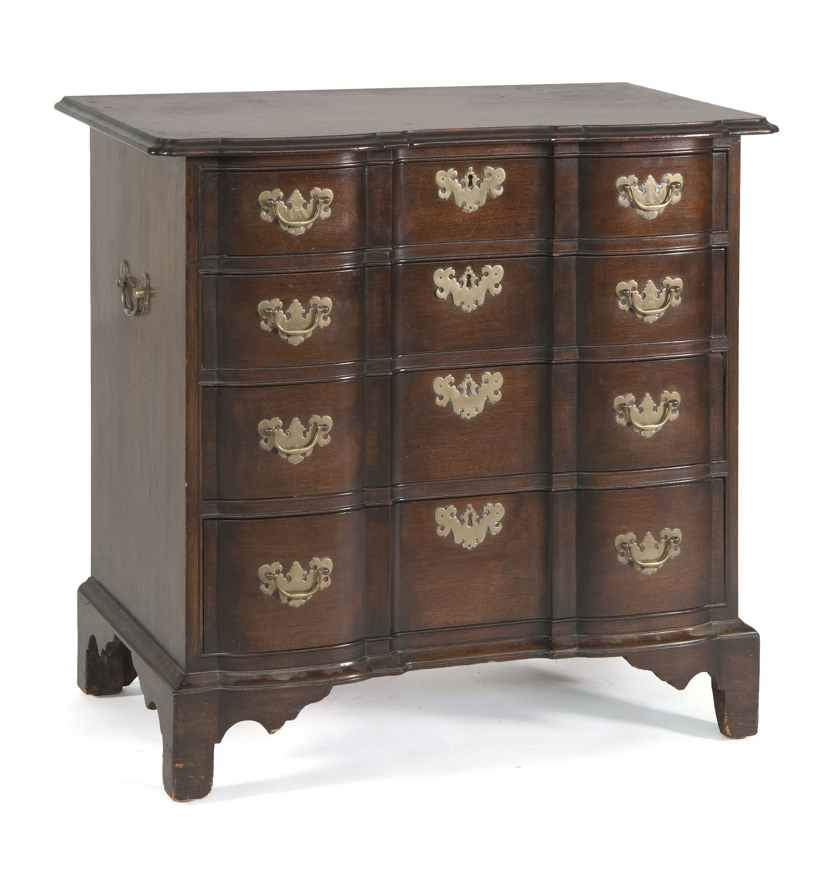 Appraisal: CHIPPENDALE-STYLE BLOCK-FRONT CHEST Boston Probably Late th CenturyIn mahogany with