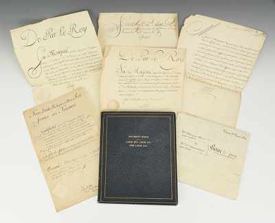 Appraisal: A Folio of Documents Signed Louis XIV Louis XV and