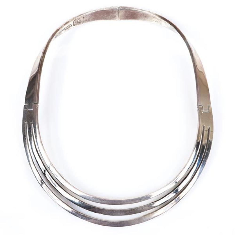 Appraisal: LOS BALLESTEROS TAXCO MEXICAN MODERNIST STERLING SILVER HINGED COLLAR NECKLACE