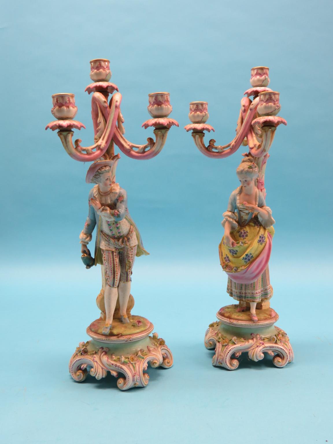 Appraisal: A pair of th century French porcelain candelabra gardening male