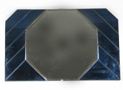 Appraisal: An Art Deco wall mirror central octagonal mirror with blue