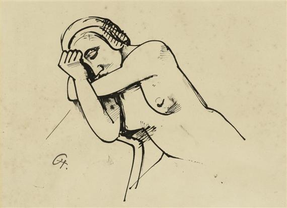 Appraisal: HOFER KARL Karlsruhe - Berlin Woman sleeping India ink on