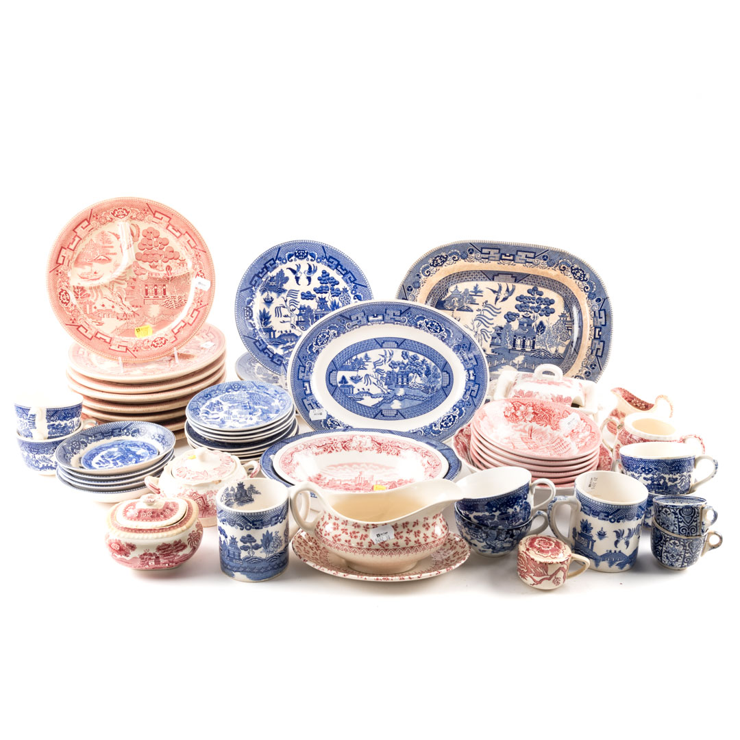 Appraisal: Assorted Willow other English transferware china including Blue and Red