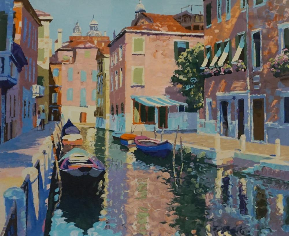 Appraisal: Howard Behrens American Venetian Canal Serigraph Frame x in x