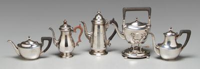 Appraisal: Five pieces silver sterling hot water urn coffeepots teapot English