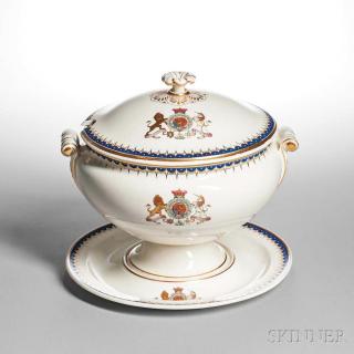 Appraisal: Wedgwood Queen's Ware Soup Tureen Cover and Stand England early