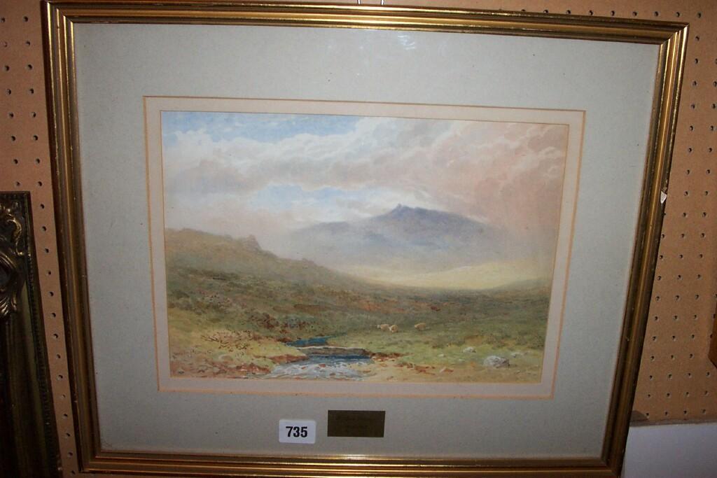 Appraisal: A th century watercolour of a Moorland scene with grazing