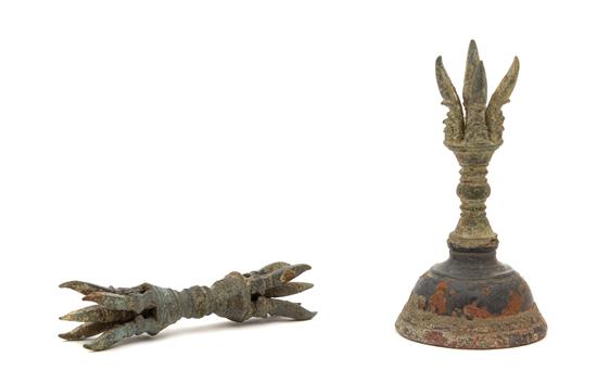 Appraisal: Sale Lot A Khmer Bronze Dorje Bajra and Bell Set