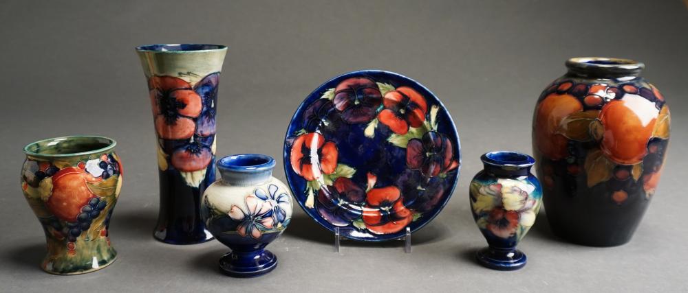 Appraisal: Group of Six Assorted Moorcroft Pottery Articles including William Moorcroft