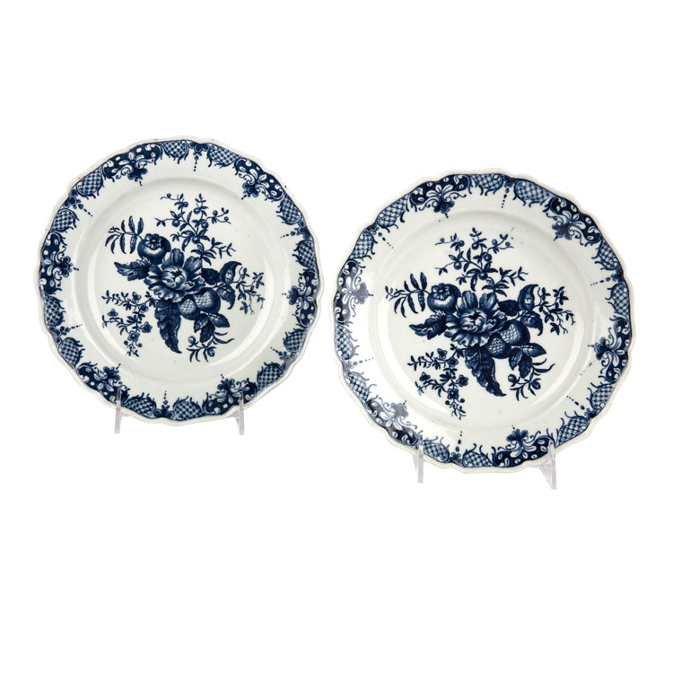 Appraisal: Pair of Worcester Blue and White Porcelain Dishes Circa -