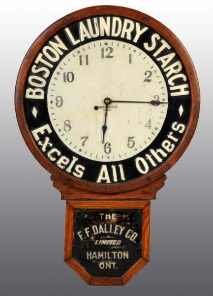 Appraisal: Boston Laundry Starch Advertising Clock Description Early s Made by