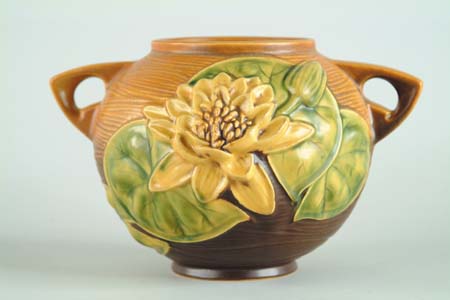 Appraisal: ROSEVILLE WATER LILY TWO HANDLED VASE Shape No Roseville mark