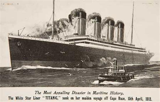 Appraisal: WHITE STAR LINE Titanic Group of post-disaster postcards issued soon