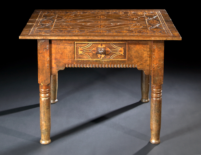 Appraisal: Continental Provincial Fruitwood Center Table third quarter th century the