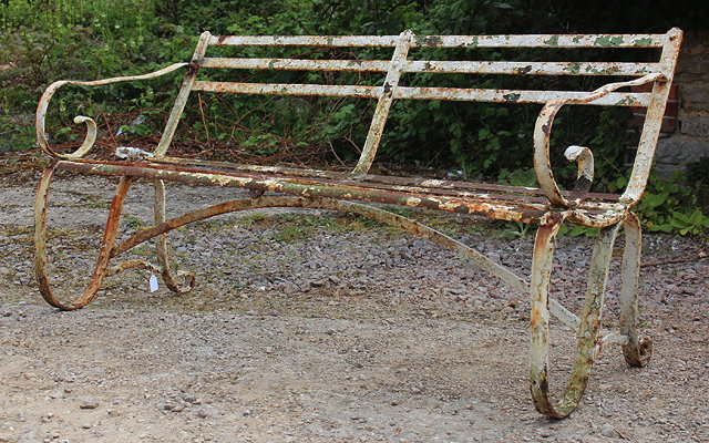 Appraisal: A LATE TH CENTURY WHITE PAINTED WROUGHT IRON GARDEN BENCH