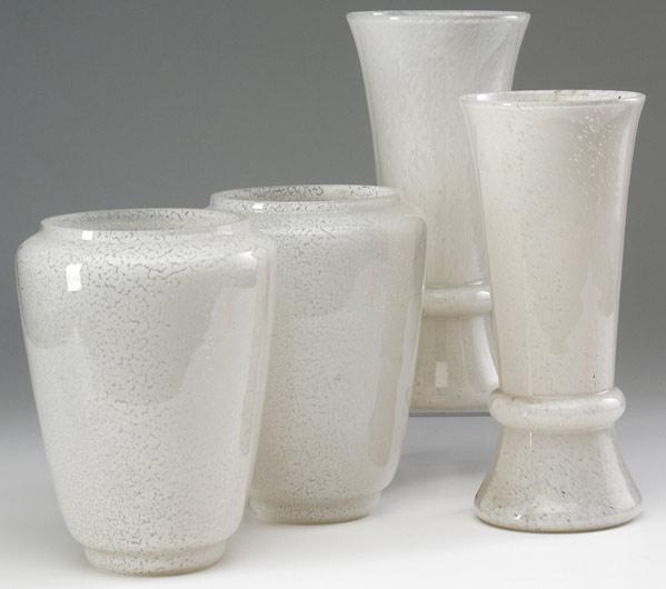 Appraisal: DURAND Two pairs of white Cluthra glass vases All marked