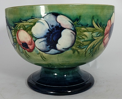 Appraisal: Moorcroft large footed bowl decorated in the Anemone design signed