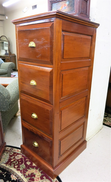 Appraisal: FOUR-DRAWER MAHOGANY FILE CABINET having a column of four legal-size