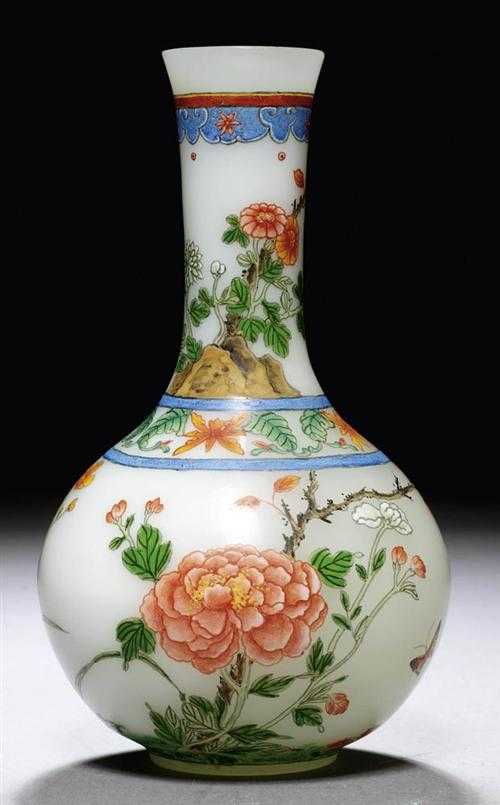 Appraisal: GLASS VASE China th century H cm White opaque glass