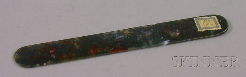 Appraisal: Moss Agate Paper Knife lg in