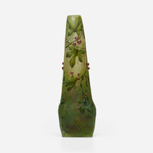 Appraisal: Daum VASE WITH FRUITING VINE France c acid-etched and enameled