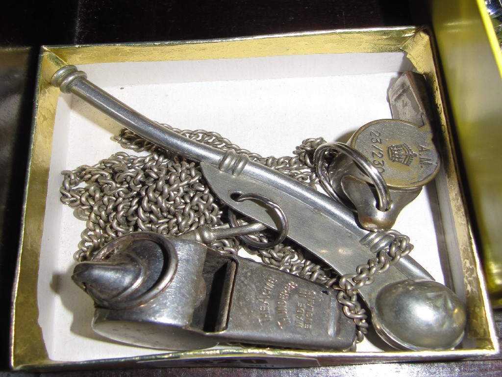 Appraisal: Lot comprising Bosun's whistle ACME thunderer and one other whistle