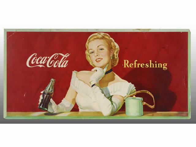 Appraisal: Large Horizontal Coca-Cola Cardboard Poster Description Titled Refreshing Fairly heavy