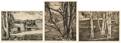 Appraisal: Three Luigi Lucioni etchings New York Vermont - all published