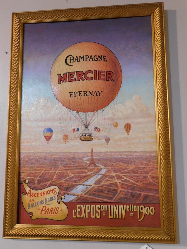 Appraisal: MERCIER CHAMPAGNE BALLOON PAINTING A colorful vintage oil painting depicting