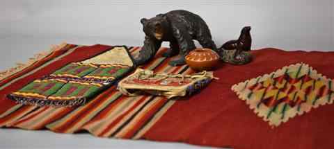 Appraisal: GROUP OF NATIVE AMERICAN ITEMS INCLUDING TWO BEADED AND HIDE