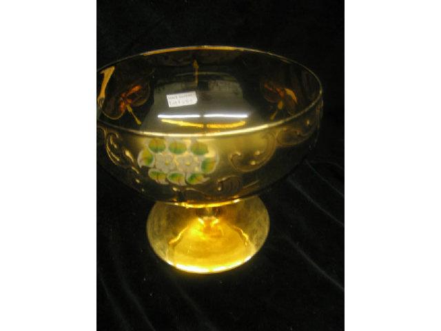 Appraisal: Italian Art Glass Compote floral on amber gold trim