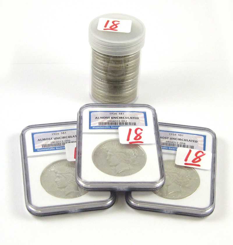 Appraisal: TWENTY-THREE U S SILVER DOLLARS Morgan type -S to TWENTY-THREE