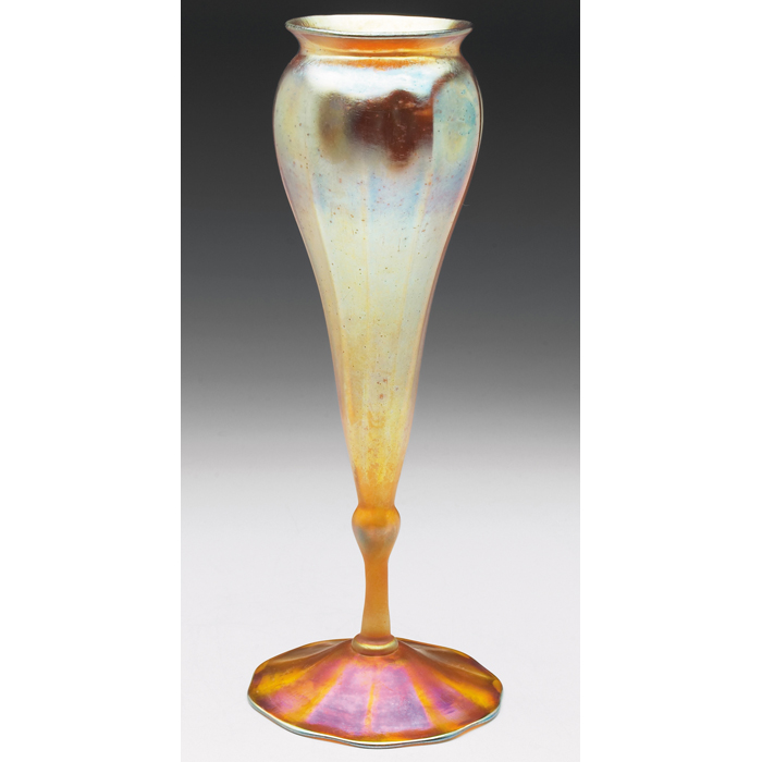 Appraisal: L C Tiffany vase floriform in gold favrile glass with