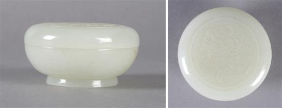 Appraisal: A Pale Celadon Jade Circular Box Diameter inches