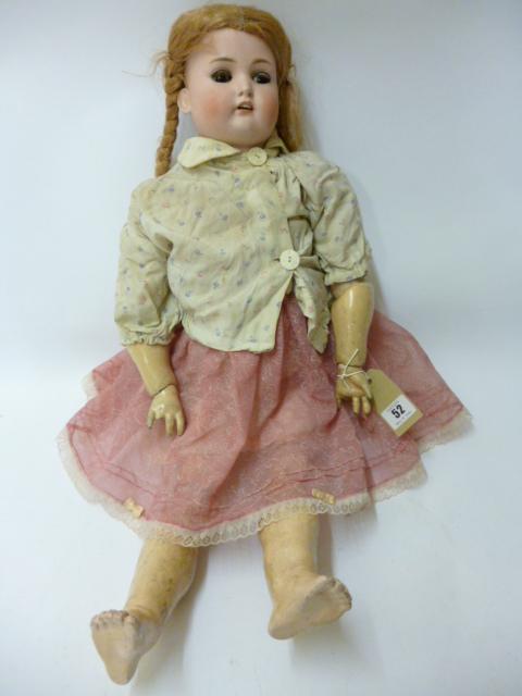 Appraisal: A J D Kestner bisque head doll sleeping brown glass