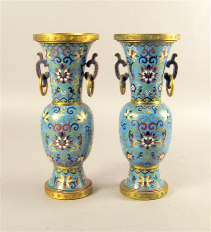 Appraisal: Pair of Chinese gilt metal mounted cloisonne vases qianlong mark