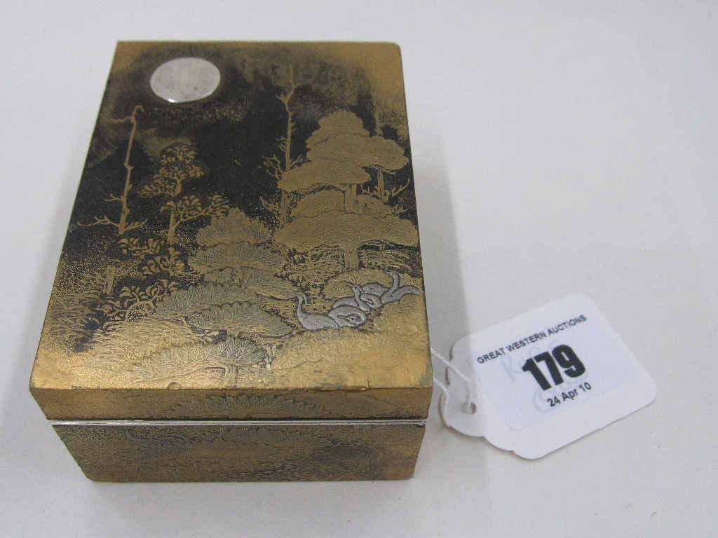 Appraisal: Japanese Hiramaki silver mounted and lacquered box