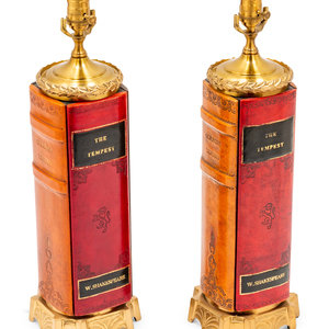 Appraisal: A Pair of Faux Leather Book Spine Table Lamps th