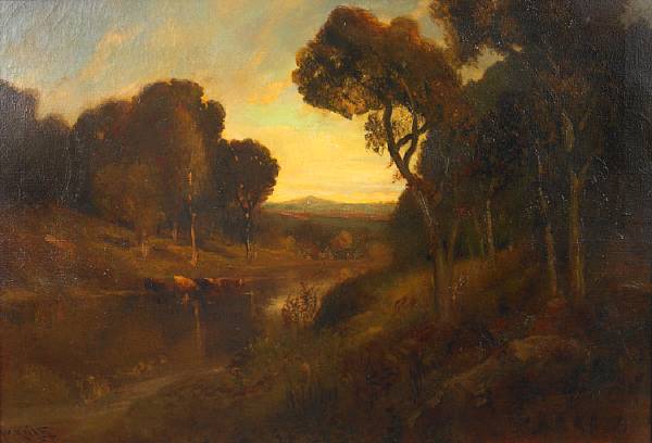 Appraisal: William Keith - Cattle Watering along a River signed and