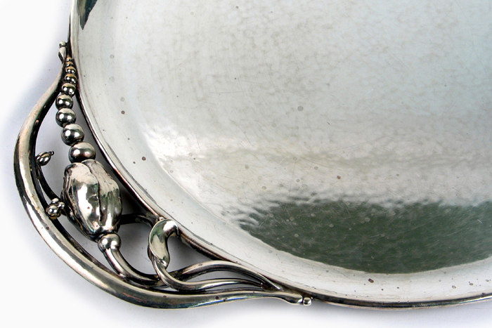 Appraisal: GEORG JENSEN STERLING SILVER OVAL TEA TRAY Blossom pattern -