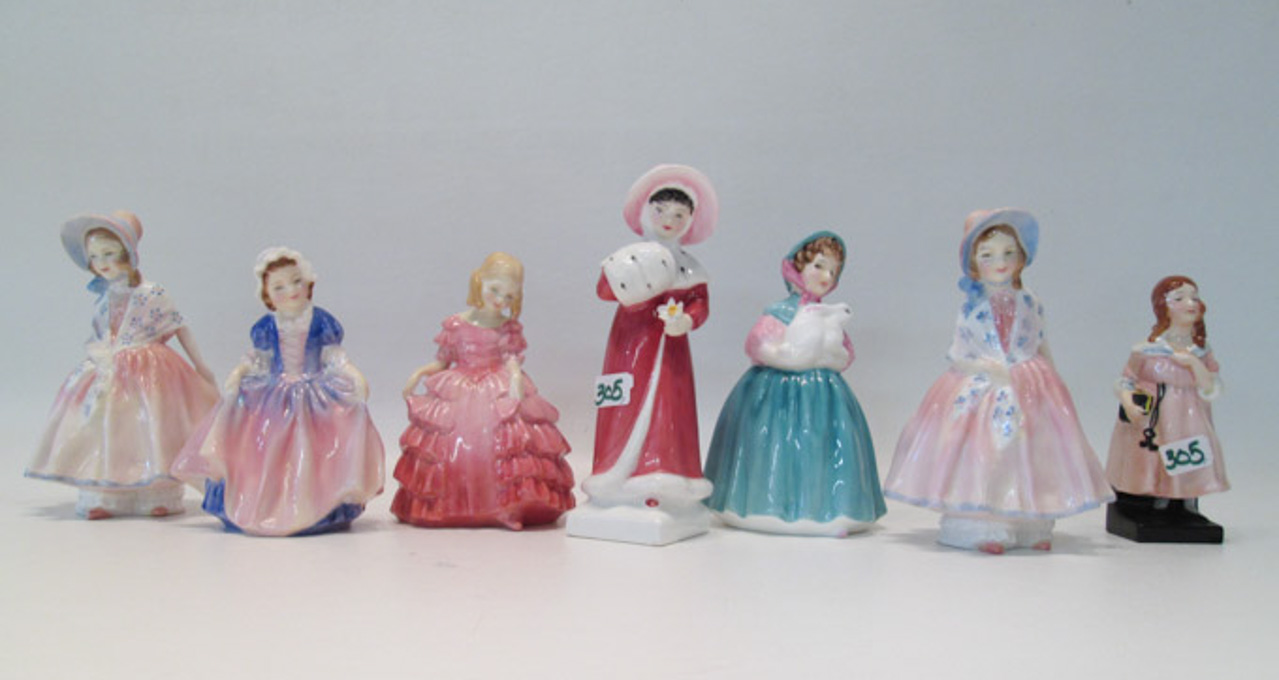 Appraisal: SEVEN ROYAL DOULTON PORCELAIN FIGURINES Bunny HN Rose HN Sophie