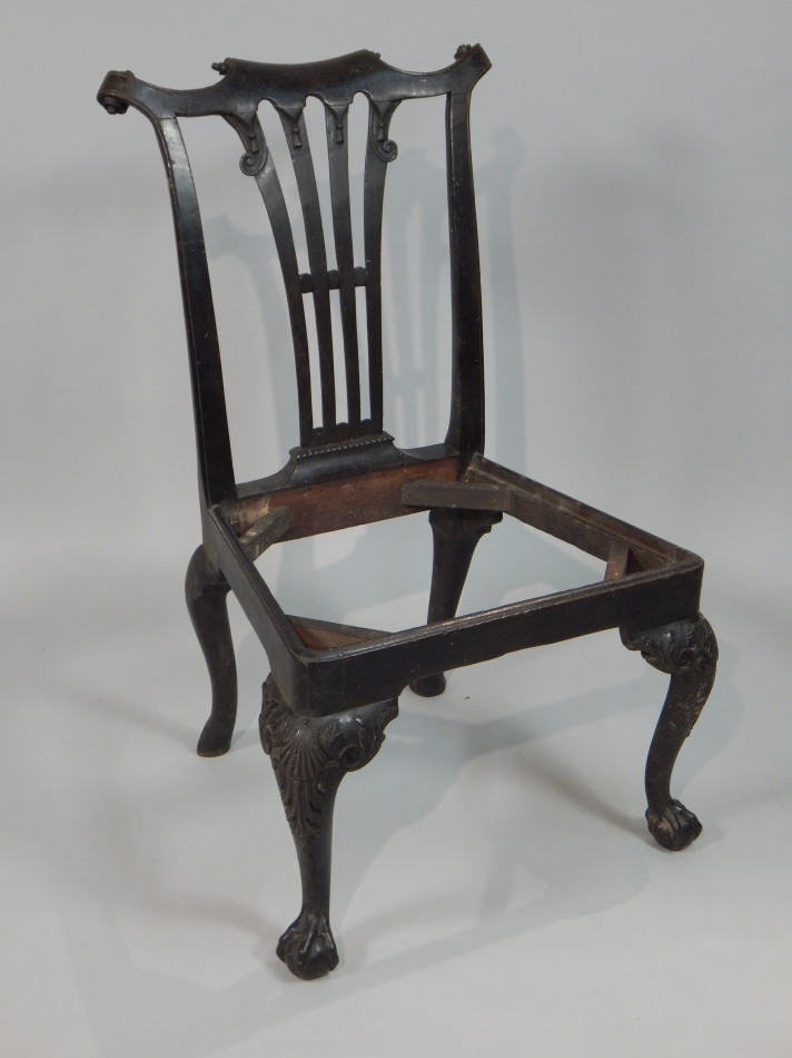 Appraisal: A George II mahogany dining chair the back with a