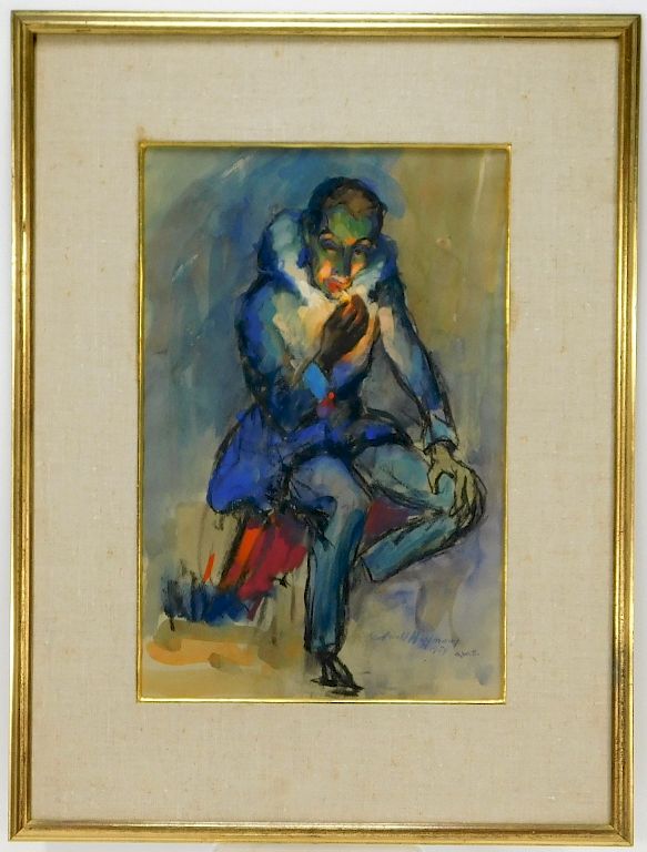 Appraisal: Arnold Hoffmann Impressionist Clown WC Painting United States Russia -