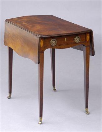 Appraisal: GEORGE III INLAID MAHOGANY PEMBROKE TABLE The top with bowed