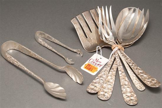 Appraisal: Seven American repousse silver serving pieces in the Baltimore Rose