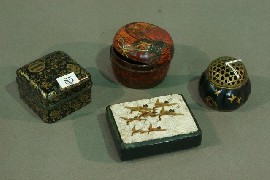 Appraisal: Four Japanese boxes including a circular box and cover in