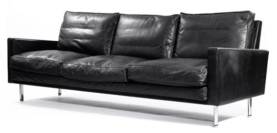 Appraisal: AMERICANSOFA circa for Herman Miller Black leather and chromed metal